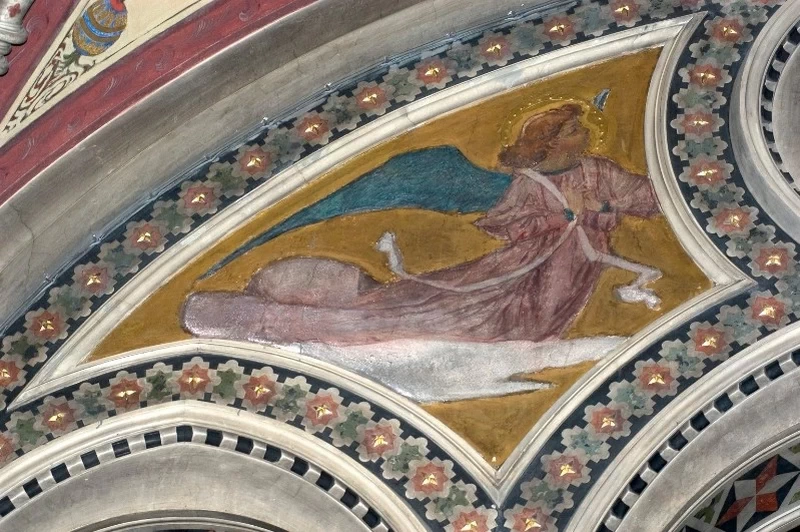 98-Modesto Faustini-Angelo in volo con veste rosa e nastri bianchi - Santuario Santa Maria delle Grazie, Brescia  